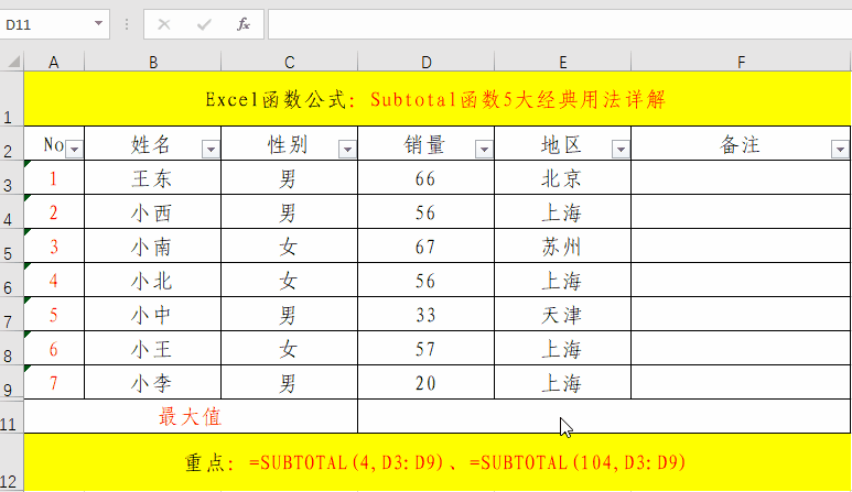 图片[4]-【Office-Excel】SUBTOTAL函数怎么使用-追梦人