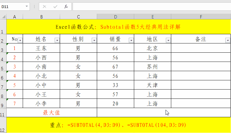图片[5]-【Office-Excel】SUBTOTAL函数怎么使用-追梦人